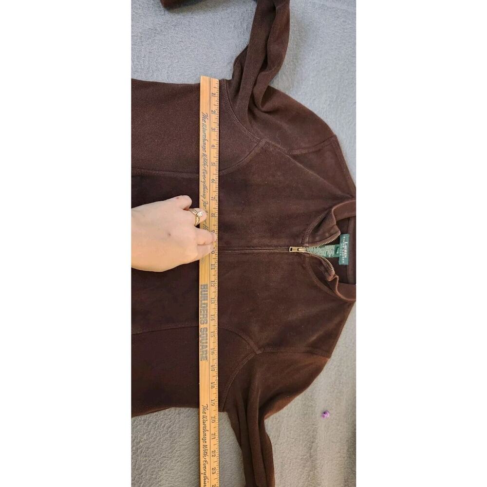 Lauren Ralph Lauren Womens Sz SP‎ Dark Brown Faux Suede Equestrian Zip Up Jacket - Picture 5 of 10